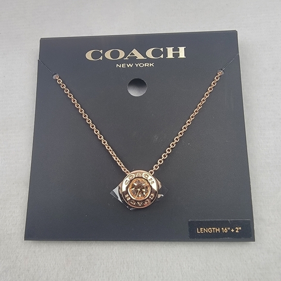 NWT Coach Outlet open circle stone necklace 16" chain with a 2" extender - Picture 3 of 4